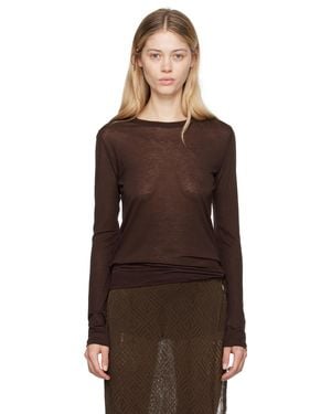 Baserange ブラウン バンブーリヨセル 長袖Tシャツ