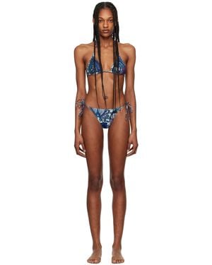 Jean Paul Gaultier Bikini bleu et mauve à images de papillon - très gaultier - Noir