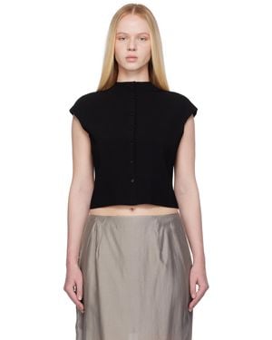 Amomento ブラック Wholegarment キャップスリーブ カーディガン ベスト