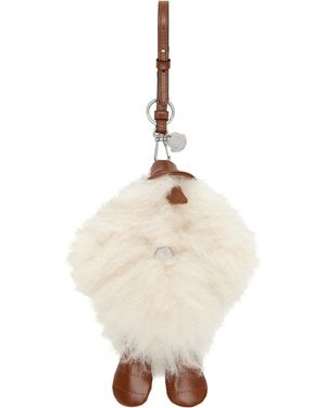 Moncler Monclr Off-whit Monduck Kychain - Natural