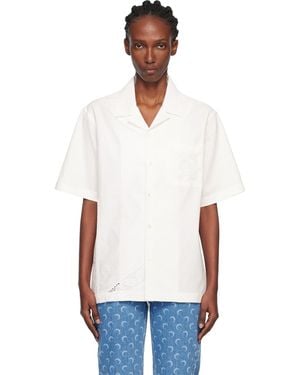 Marine Serre Off- Regenerated Household Linen Bowling Shirt - White