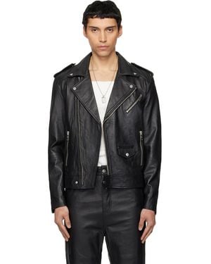 DEADWOOD River Leather Biker Jacket - Black