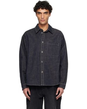 WOOYOUNGMI Chemise Bleu Marine À Effet Denim