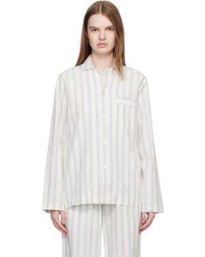Tekla Off- & Poplin Long-Sleeved Pyjama Shirt - White