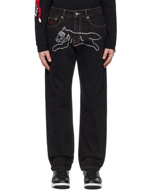 ICECREAM Rhinestone Running Dog Jeans - Black