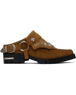 Toga Virilis Tan Suede Slip-On Loafers - Black
