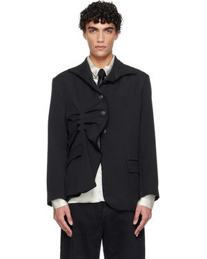 AVAVAV Pleated Pinstripe Blazer - Black