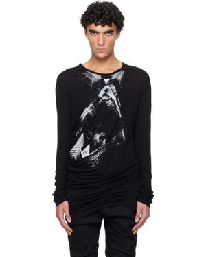 Julius Numinous Print Curved T-Shirt - Black