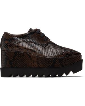 Stella McCartney Derbys Bruns En Cuir Gaufré Façon Serpent À Semelle Elyse Édition Limitée - Noir
