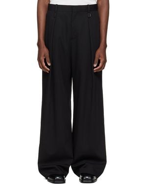 WOOYOUNGMI One-Tuck Wide Wool Trousers - Black