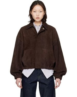 Cordera Panelled Suede Bomber Jacket - Brown