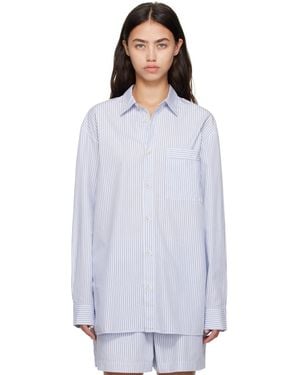 Tekla Poplin Long-Sleeved Pyjama Shirt - White