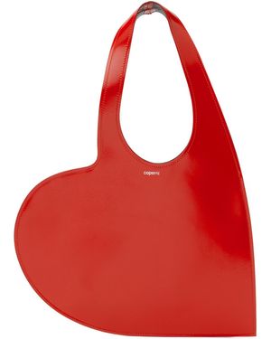 Coperni Mini Cabas En Forme De Cœur Rouge En Cuir Lustré