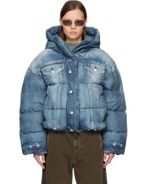 Acne Studios Blouson Surdimensionné Matelassé Bleu Rembourré En Duvet