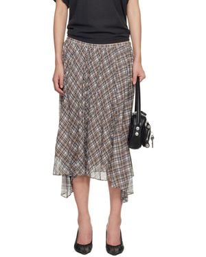Acne Studios Tan Checked Maxi Skirt - Black