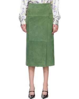 MERYLL ROGGE Suede Long Wrap Midi Skirt - Green