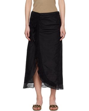 Isabel Marant Velina Crochet Cotton Silk Midi Skirt - Black