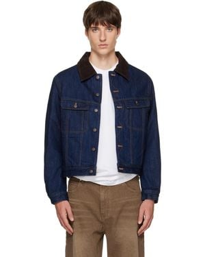 Tonywack Cord-Collar Denim Trucker Jacket - Blue