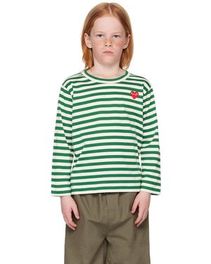COMME DES GARÇONS PLAY キッズ｜グリーン＆ホワイト ボーダー 長袖Tシャツ