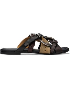 Acne Studios Leather Belts Strap Sandals - Black