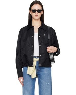 Ami Paris ブラック Nylon 'Ami De Coeur' スタッズ ボタン ジャケット
