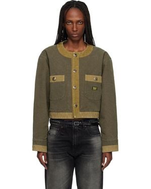 R13 Cord Trimmed Cropped Chore Jacket - Black