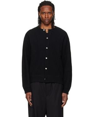 WOOYOUNGMI Round Neck Wool Cardigan - Black