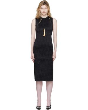 Super Yaya Robe Midi Noire À Dos Ouvert