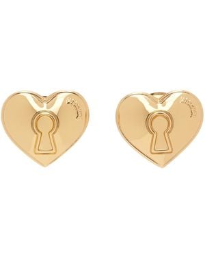 Moschino Gold Heart Lock Earrings - Black