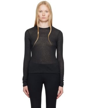 Skims Sheer Cotton Long Sleeve T-Shirt - Black