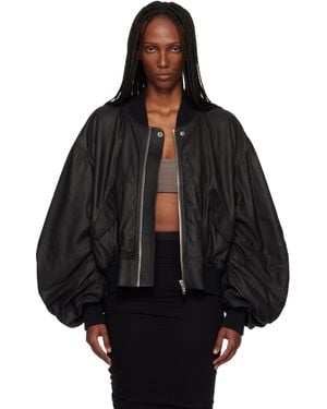 Rick Owens Temple Secchia Flight Leather Jacket - Black