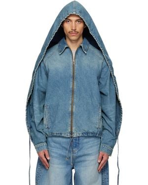 Egonlab Convertible Hooded Denim Jacket - Blue