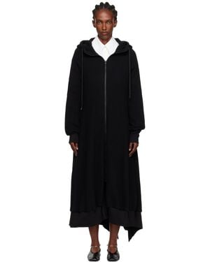 Yohji Yamamoto Hooded Track Maxi Dress - Black