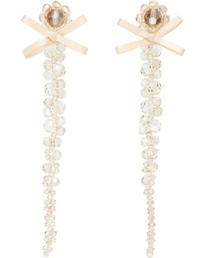 Simone Rocha Petite Bow Drip Crystal Earrings - White