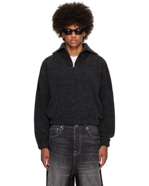 Karmuel Young Strong Arm Furry Padded Sweatshirt - Black