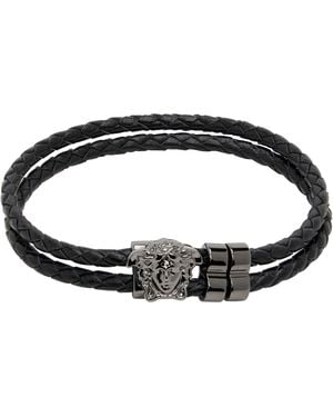 Versace 'La Medusa' Leather Bracelet - Black