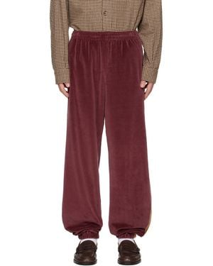 Needles Burgundy Side Line Joggers - Red