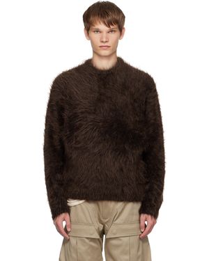 Mugler Pull Brun En Mohair - Noir