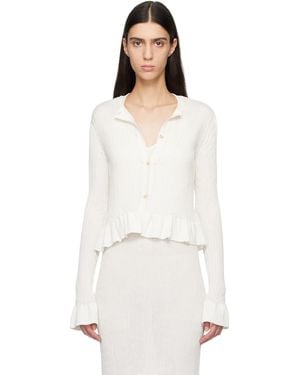 Jil Sander Off- Long Sleeves Frill Detail Cardigan - White