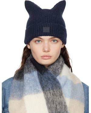 Acne Studios ネイビー Face Logo スクエア ビーニー - ブルー