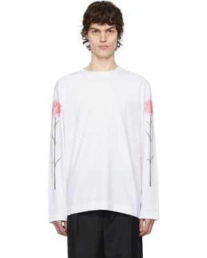 Simone Rocha Carnation Print Long Sleeve T-Shirt - White