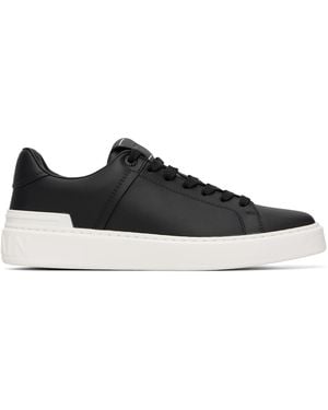 Balmain Baskets B-Court Noires En Cuir De Veau - Bleu