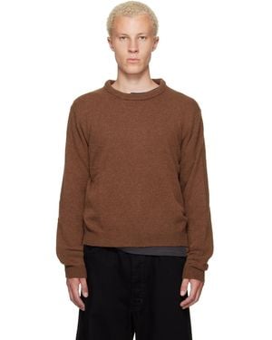 Lemaire Crew-Neck Alpaca Wool Blend Sweater - Brown