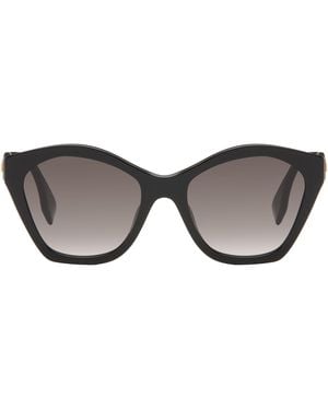 Fendi Lunettes De Soleil Noires À Ferrures À Logo - Gris