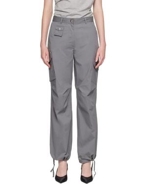 Ganni Stretch Cotton Pocket Cargo Pants - Gray