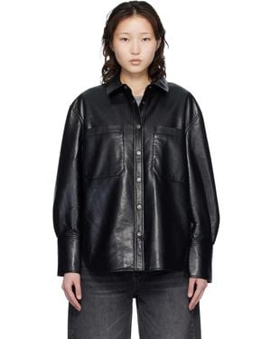 Anine Bing Dante Regenerated Leather Shirt - Black