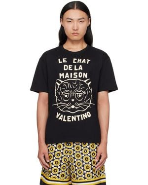 Valentino Cotton 'Le Chat De La Maison' T-Shirt - Black