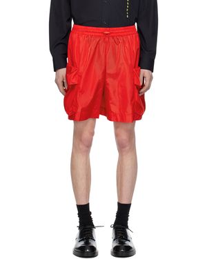Simone Rocha Short Cargo Rouge À Poches À Rabat Et À Cordon Coulissant