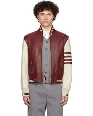 Thom Browne Leather Classic Bomber Jacket - Red