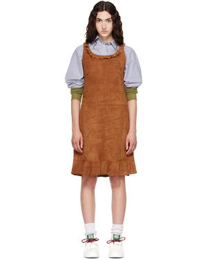 Miu Miu Waxed Suede Minidress - Brown